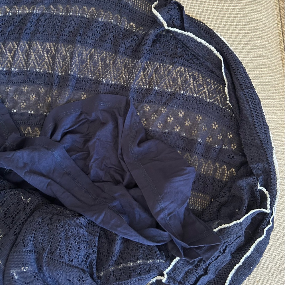 NWT Sezane Marcia Midi Dress Navy Blue Knit French Vacation Casual Soft - Picture 10 of 12